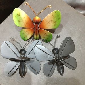 3 napkin rings - metal butterflies